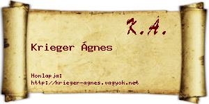 Krieger Ágnes névjegykártya