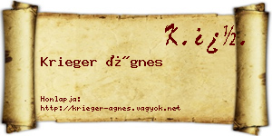 Krieger Ágnes névjegykártya
